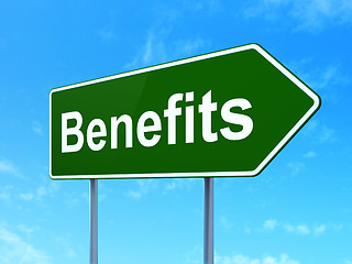 Image showing Finance concept: Benefits on road sign background