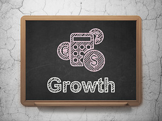 Image showing Finance concept: Calculator and Growth on chalkboard background