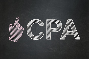 Image showing Business concept: Mouse Cursor and CPA on chalkboard background