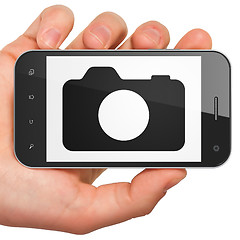 Image showing Vacation concept: Photo Camera on smartphone