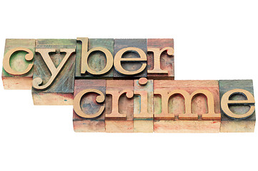 Image showing cybercrime word in wood type