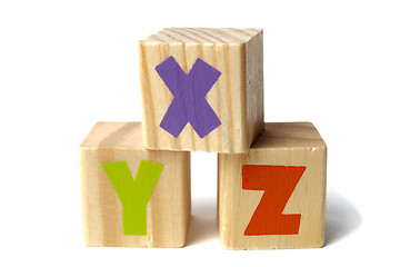 Image showing Wooden blocks with XYZ letters