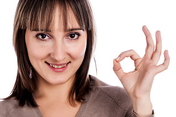 Image showing Woman showing okay gesture