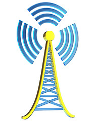 Image showing digital transmitter sends signals from high tower