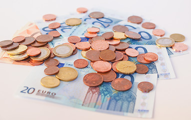 Image showing Euros coins and notes