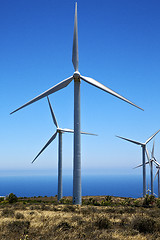 Image showing africa wind turbines and the sky lanzarote spain 