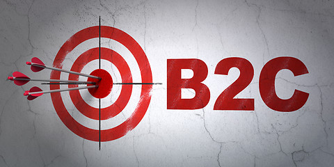 Image showing Business concept: target and B2c on wall background