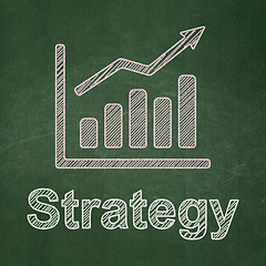 Image showing Business concept: Growth Graph and Strategy on chalkboard background