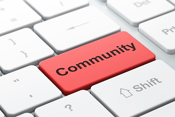 Image showing Social media concept: Community on computer keyboard background