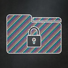 Image showing Finance concept: Folder With Lock on chalkboard background