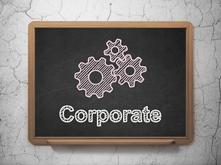 Image showing Business concept: Gears and Corporate on chalkboard background