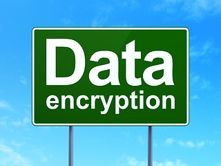 Image showing Privacy concept: Data Encryption on road sign background