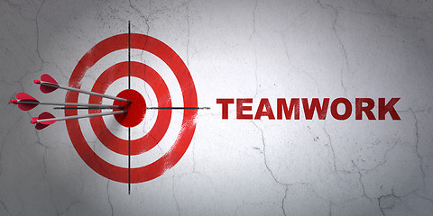 Image showing Business concept: target and Teamwork on wall background