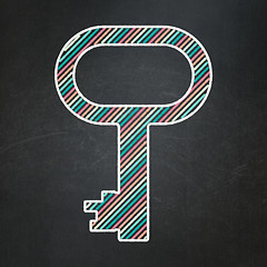 Image showing Protection concept: Key on chalkboard background