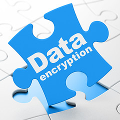 Image showing Privacy concept: Data Encryption on puzzle background