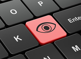 Image showing Protection concept: Eye on computer keyboard background