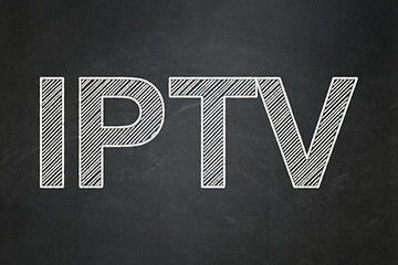 Image showing Web design concept: IPTV on chalkboard background