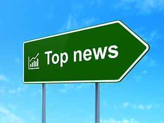 Image showing News concept: Top News and Growth Graph on road sign background