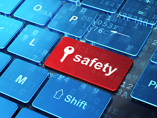 Image showing Protection concept: Key and Safety on computer keyboard background