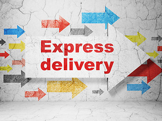 Image showing Finance concept: arrow with Express Delivery on grunge wall background