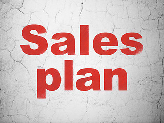 Image showing Advertising concept: Sales Plan on wall background