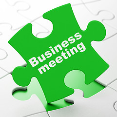 Image showing Business concept: Business Meeting on puzzle background