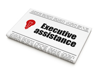 Image showing Finance concept: newspaper with Executive Assistance and Light Bulb