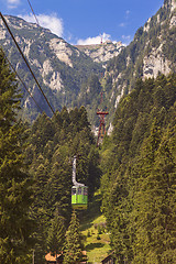 Image showing tourists ride the cable car