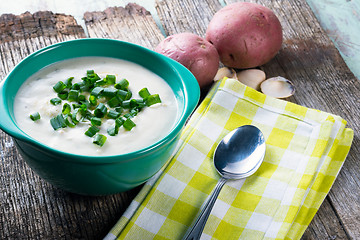 Image showing Bowl of creamy clam chowder.  Seafood Chowder.