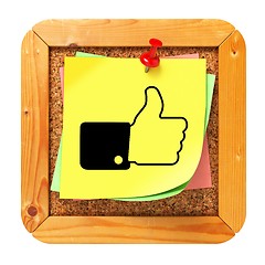 Image showing Thumb Up - Yellow Sticker on Message Board.