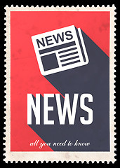 Image showing News on Red in Flat Design.