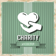 Image showing Charity Concept on Green in Flat Design.