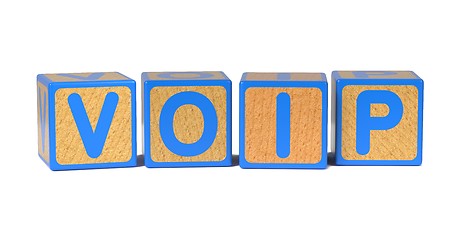 Image showing VOIP - Colored Childrens Alphabet Blocks.