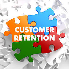 Image showing Customer Retention on Multicolor Puzzle.