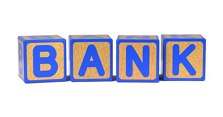 Image showing Bank - Colored Childrens Alphabet Blocks.