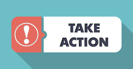 Image showing Take Action on Blue in Flat Design.