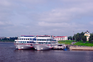 Image showing Cruise Liners Docked in Uglich (Golden Ring of Russia)