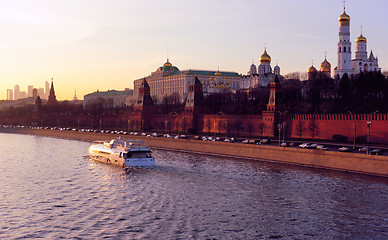 Image showing Moscow Kremlin and the Moskva River in the Evening