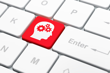 Image showing Education concept: Head With Gears on computer keyboard background