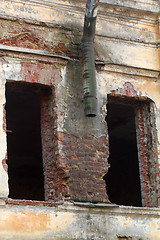 Image showing empty window apertures in the old house