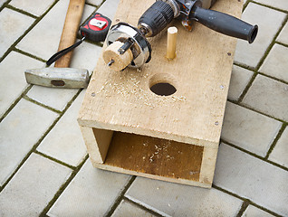 Image showing Making a birdhouse from boards spring