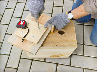 Image showing Making  birdhouse from boards