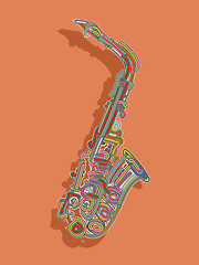 Image showing Retro style saxophone card