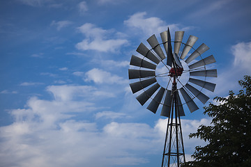 Image showing Windmill Against a Deep Blue Sky