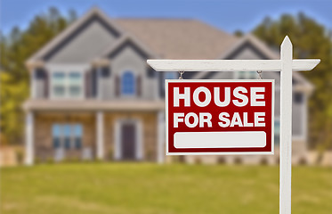 Image showing Home For Sale Sign in Front of New House