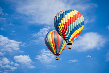 Image showing Beautiful Hot Air Balloons Against a Deep Blue Sky