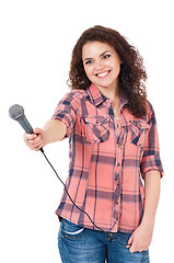 Image showing Young woman reporter