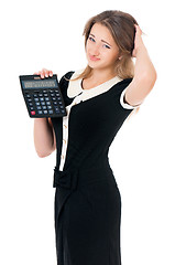 Image showing Woman with calculator