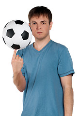 Image showing Man with classic soccer ball