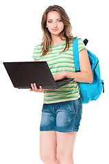 Image showing Girl with backpack